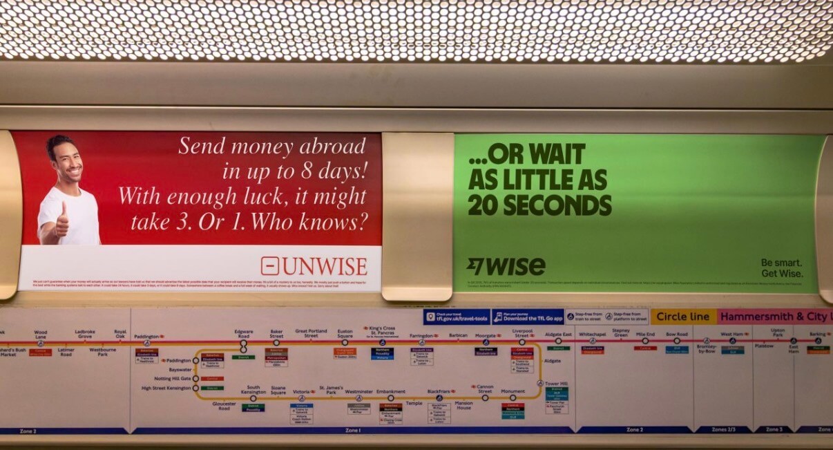 London Underground advertising on a Tube platform