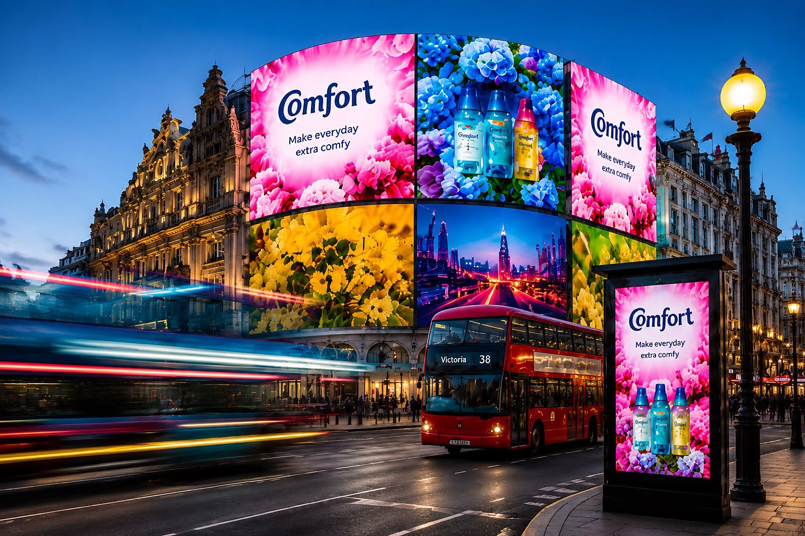 Digital OOH screens at Piccadilly Circus, London